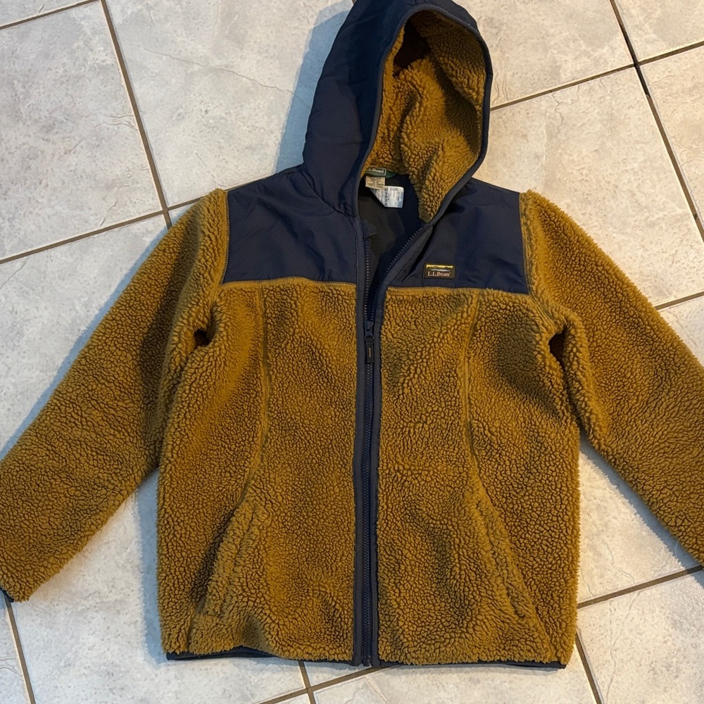 L.L. Bean Kids Fleece Hoodie - Gold and Navy